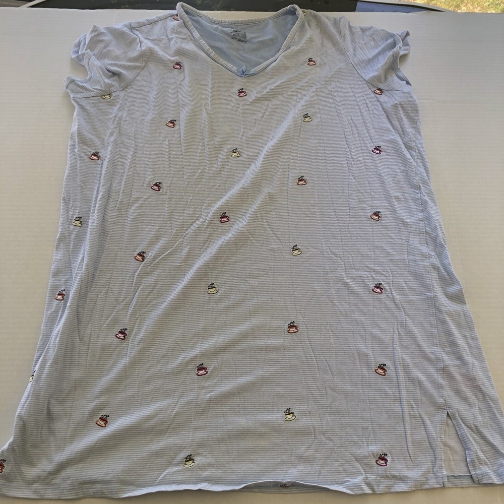Secret Treasures Blue Coffee Cup Sleepshirt Pajamas *read* Women's 2X A3207